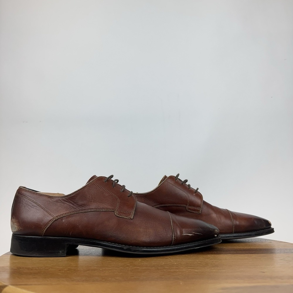 Mens Magnanni Brown Leather Cap Toe Dress Shoes Oxfords‎ Size EU 42 / US 9 GUC